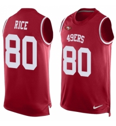 Men's Nike San Francisco 49ers #80 Jerry Rice Limited Red Player Name & Number Tank Top NFL Jersey