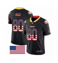 Men's San Francisco 49ers #80 Jerry Rice Limited Black Rush USA Flag Football Jersey