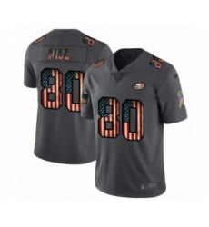 Men's San Francisco 49ers #80 Jerry Rice Limited Black USA Flag 2019 Salute To Service Football Jersey