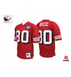 Mitchell And Ness San Francisco 49ers #80 Jerry Rice Authentic Red Team Color 75TH Patch 1994 Throwback NFL Jersey