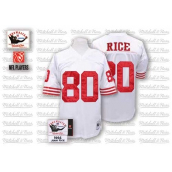 Mitchell and Ness San Francisco 49ers #80 Jerry Rice Authentic White Throwback NFL Jersey Mitchell and Ness San Francisco 49ers #80 Jerry Rice Authentic White Throwback NFL Jersey