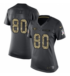 Women's Nike San Francisco 49ers #80 Jerry Rice Limited Black 2016 Salute to Service NFL Jersey