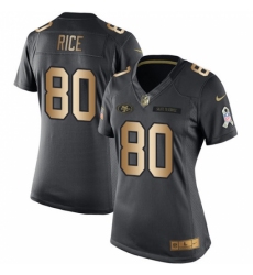Women's Nike San Francisco 49ers #80 Jerry Rice Limited Black/Gold Salute to Service NFL Jersey