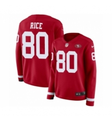 Women's Nike San Francisco 49ers #80 Jerry Rice Limited Red Therma Long Sleeve NFL Jersey