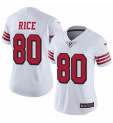 Women's Nike San Francisco 49ers #80 Jerry Rice Limited White Rush Vapor Untouchable NFL Jersey
