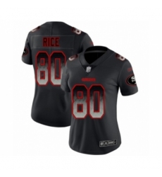 Women's San Francisco 49ers #80 Jerry Rice Limited Black Smoke Fashion Football Jersey
