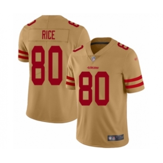 Women's San Francisco 49ers #80 Jerry Rice Limited Gold Inverted Legend Football Jersey Women's San Francisco 49ers #80 Jerry Rice Limited Gold Inverted Legend Football Jersey
