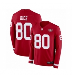Youth Nike San Francisco 49ers #80 Jerry Rice Limited Red Therma Long Sleeve NFL Jersey