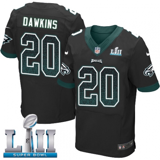 Men's Nike Philadelphia Eagles #20 Brian Dawkins Elite Black Alternate Drift Fashion Super Bowl LII NFL Jersey Men's Nike Philadelphia Eagles #20 Brian Dawkins Elite Black Alternate Drift Fashion Super Bowl LII NFL Jersey