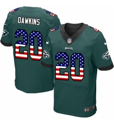 Men's Nike Philadelphia Eagles #20 Brian Dawkins Elite Midnight Green Home USA Flag Fashion NFL Jersey