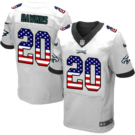 Men's Nike Philadelphia Eagles #20 Brian Dawkins Elite White Road USA Flag Fashion NFL Jersey Men's Nike Philadelphia Eagles #20 Brian Dawkins Elite White Road USA Flag Fashion NFL Jersey