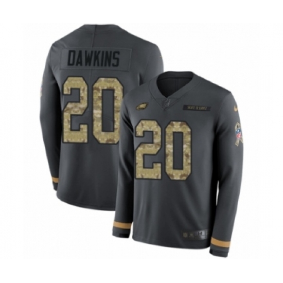 Men's Nike Philadelphia Eagles #20 Brian Dawkins Limited Black Salute to Service Therma Long Sleeve NFL Jersey Men's Nike Philadelphia Eagles #20 Brian Dawkins Limited Black Salute to Service Therma Long Sleeve NFL Jersey