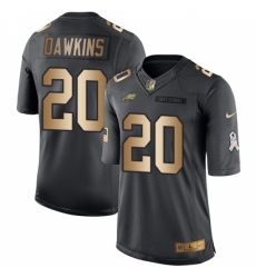 Men's Nike Philadelphia Eagles #20 Brian Dawkins Limited Black/Gold Salute to Service NFL Jersey