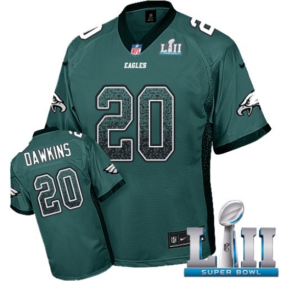 Men's Nike Philadelphia Eagles #20 Brian Dawkins Limited Midnight Green Drift Fashion Super Bowl LII NFL Jersey Men's Nike Philadelphia Eagles #20 Brian Dawkins Limited Midnight Green Drift Fashion Super Bowl LII NFL Jersey