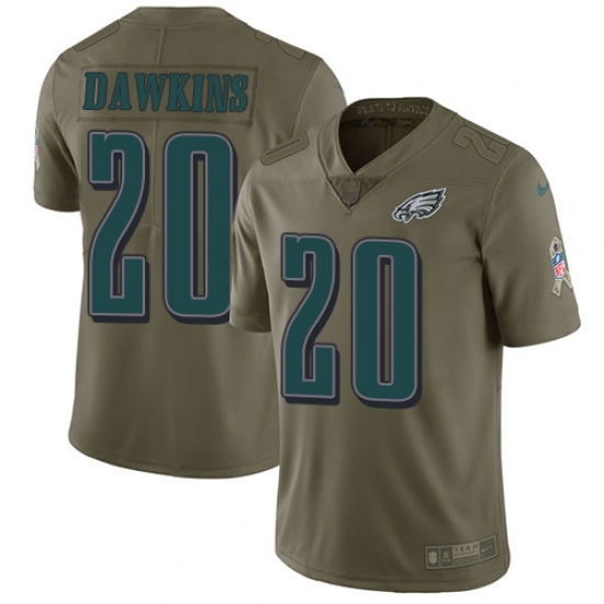 Men's Nike Philadelphia Eagles #20 Brian Dawkins Limited Olive 2017 Salute to Service NFL Jersey Men's Nike Philadelphia Eagles #20 Brian Dawkins Limited Olive 2017 Salute to Service NFL Jersey