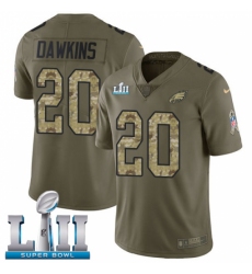 Men's Nike Philadelphia Eagles #20 Brian Dawkins Limited Olive/Camo 2017 Salute to Service Super Bowl LII NFL Jersey