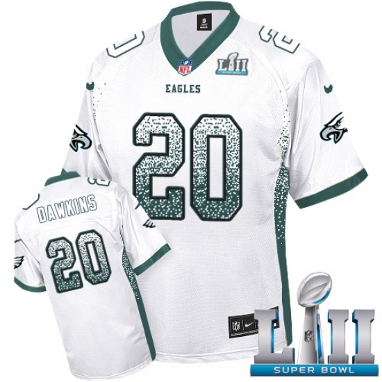 Men's Nike Philadelphia Eagles #20 Brian Dawkins Limited White Drift Fashion Super Bowl LII NFL Jersey Men's Nike Philadelphia Eagles #20 Brian Dawkins Limited White Drift Fashion Super Bowl LII NFL Jersey