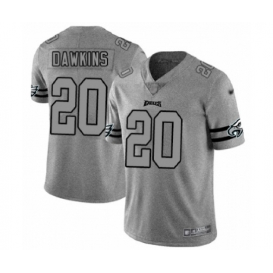 Men's Philadelphia Eagles #20 Brian Dawkins Limited Gray Team Logo Gridiron Football Jersey Men's Philadelphia Eagles #20 Brian Dawkins Limited Gray Team Logo Gridiron Football Jersey