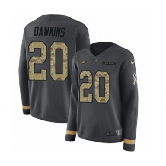 Women's Nike Philadelphia Eagles #20 Brian Dawkins Limited Black Salute to Service Therma Long Sleeve NFL Jersey Women's Nike Philadelphia Eagles #20 Brian Dawkins Limited Black Salute to Service Therma Long Sleeve NFL Jersey