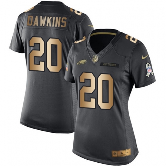 Women's Nike Philadelphia Eagles #20 Brian Dawkins Limited Black/Gold Salute to Service NFL Jersey Women's Nike Philadelphia Eagles #20 Brian Dawkins Limited Black/Gold Salute to Service NFL Jersey