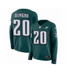 Women's Nike Philadelphia Eagles #20 Brian Dawkins Limited Green Therma Long Sleeve NFL Jersey