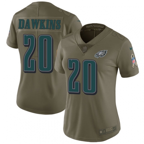 Women's Nike Philadelphia Eagles #20 Brian Dawkins Limited Olive 2017 Salute to Service NFL Jersey Women's Nike Philadelphia Eagles #20 Brian Dawkins Limited Olive 2017 Salute to Service NFL Jersey