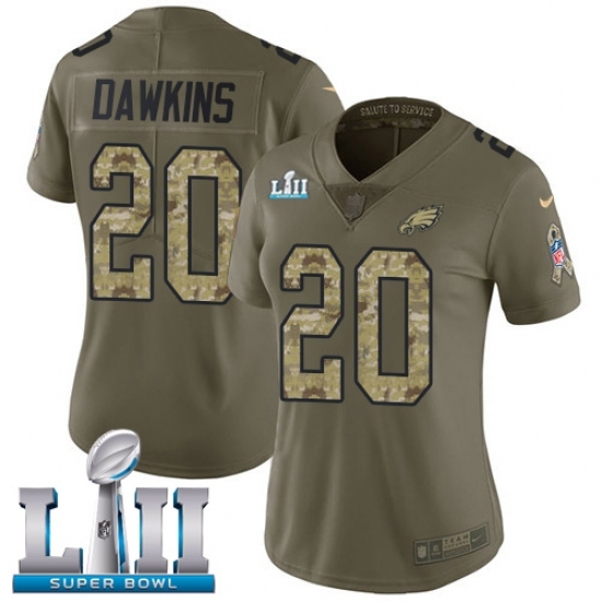 Women's Nike Philadelphia Eagles #20 Brian Dawkins Limited Olive/Camo 2017 Salute to Service Super Bowl LII NFL Jersey Women's Nike Philadelphia Eagles #20 Brian Dawkins Limited Olive/Camo 2017 Salute to Service Super Bowl LII NFL Jersey