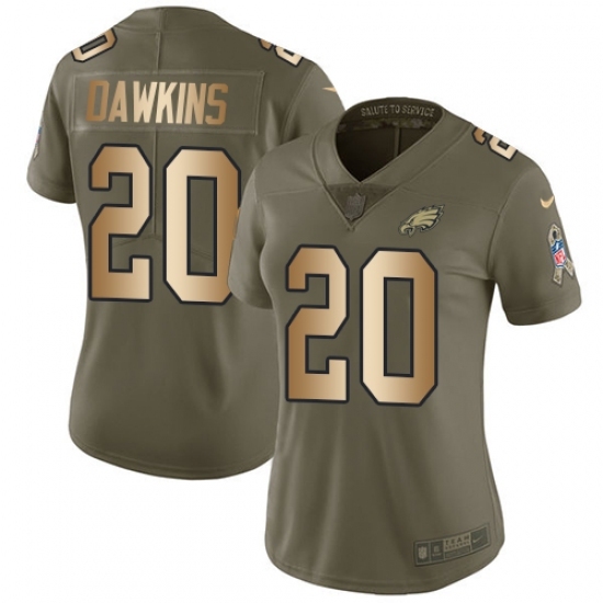 Women's Nike Philadelphia Eagles #20 Brian Dawkins Limited Olive/Gold 2017 Salute to Service NFL Jersey Women's Nike Philadelphia Eagles #20 Brian Dawkins Limited Olive/Gold 2017 Salute to Service NFL Jersey