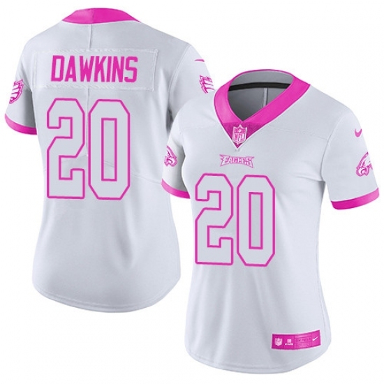 Women's Nike Philadelphia Eagles #20 Brian Dawkins Limited White/Pink Rush Fashion NFL Jersey Women's Nike Philadelphia Eagles #20 Brian Dawkins Limited White/Pink Rush Fashion NFL Jersey