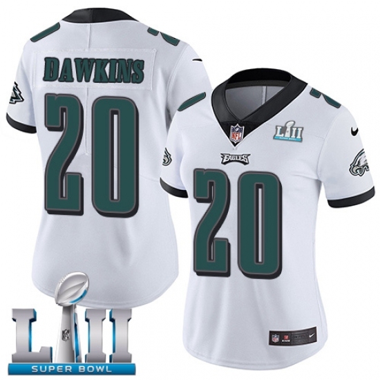 Women's Nike Philadelphia Eagles #20 Brian Dawkins White Vapor Untouchable Limited Player Super Bowl LII NFL Jersey Women's Nike Philadelphia Eagles #20 Brian Dawkins White Vapor Untouchable Limited Player Super Bowl LII NFL Jersey
