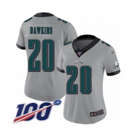 Women's Philadelphia Eagles #20 Brian Dawkins Limited Silver Inverted Legend 100th Season Football Jersey Women's Philadelphia Eagles #20 Brian Dawkins Limited Silver Inverted Legend 100th Season Football Jersey