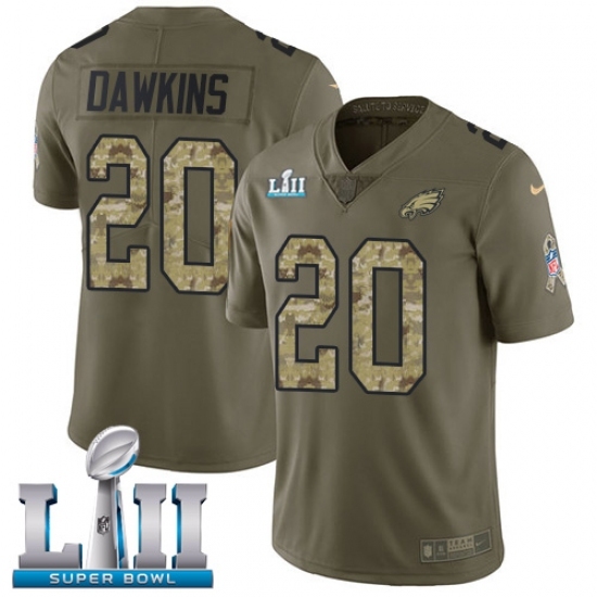 Youth Nike Philadelphia Eagles #20 Brian Dawkins Limited Olive/Camo 2017 Salute to Service Super Bowl LII NFL Jersey Youth Nike Philadelphia Eagles #20 Brian Dawkins Limited Olive/Camo 2017 Salute to Service Super Bowl LII NFL Jersey