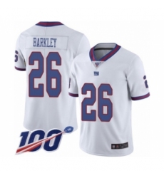 Men's New York Giants #26 Saquon Barkley Limited White Rush Vapor Untouchable 100th Season Football Jersey