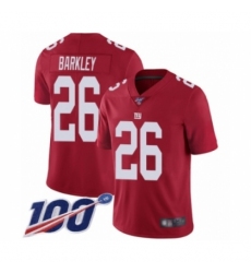 Men's New York Giants #26 Saquon Barkley Red Limited Red Inverted Legend 100th Season Football Jersey