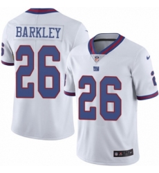 Men's Nike New York Giants #26 Saquon Barkley Elite White Rush Vapor Untouchable NFL Jersey