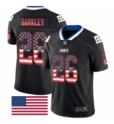 Men's Nike New York Giants #26 Saquon Barkley Limited Black Rush USA Flag NFL Jersey