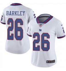 Women's Nike New York Giants #26 Saquon Barkley Limited White Rush Vapor Untouchable NFL Jersey
