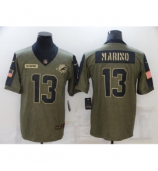 Men's Miami Dolphins #13 Dan Marino Nike Olive 2021 Salute To Service Limited Player Jersey