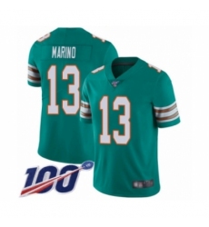 Men's Nike Miami Dolphins #13 Dan Marino Aqua Green Alternate Vapor Untouchable Limited Player 100th Season NFL Jersey