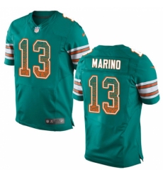 Men's Nike Miami Dolphins #13 Dan Marino Elite Aqua Green Alternate Drift Fashion NFL Jersey