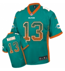 Men's Nike Miami Dolphins #13 Dan Marino Elite Aqua Green Drift Fashion NFL Jersey