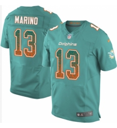 Men's Nike Miami Dolphins #13 Dan Marino Elite Aqua Green Home Drift Fashion NFL Jersey