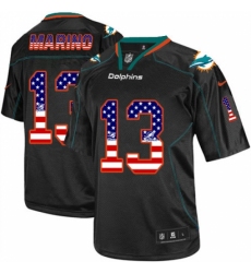 Men's Nike Miami Dolphins #13 Dan Marino Elite Black USA Flag Fashion NFL Jersey