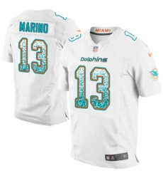 Men's Nike Miami Dolphins #13 Dan Marino Elite White Road Drift Fashion NFL Jersey