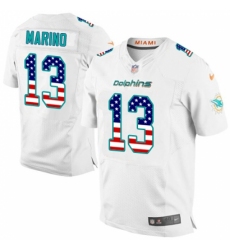 Men's Nike Miami Dolphins #13 Dan Marino Elite White Road USA Flag Fashion NFL Jersey