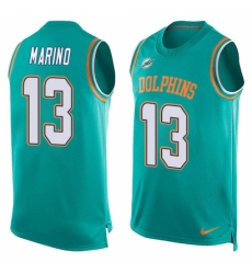 Men's Nike Miami Dolphins #13 Dan Marino Limited Aqua Green Player Name & Number Tank Top NFL Jersey