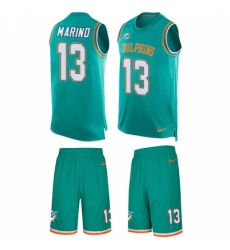 Men's Nike Miami Dolphins #13 Dan Marino Limited Aqua Green Tank Top Suit NFL Jersey