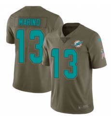 Men's Nike Miami Dolphins #13 Dan Marino Limited Olive 2017 Salute to Service NFL Jersey