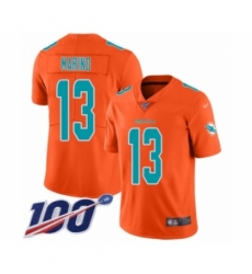 Men's Nike Miami Dolphins #13 Dan Marino Limited Orange Inverted Legend 100th Season NFL Jersey