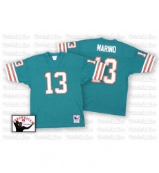 Mitchell and Ness Miami Dolphins #13 Dan Marino Aqua Green Team Color Authentic Throwback NFL Jersey